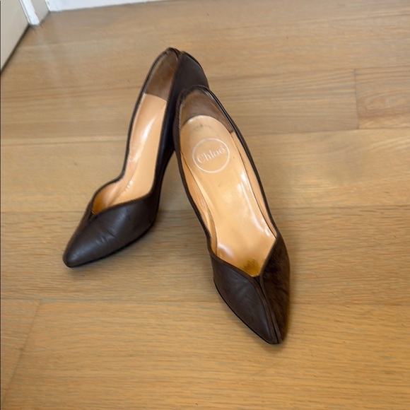 Chloe Taupe Brown Leather Heels contrasting leather and suede - Picture 1 of 9